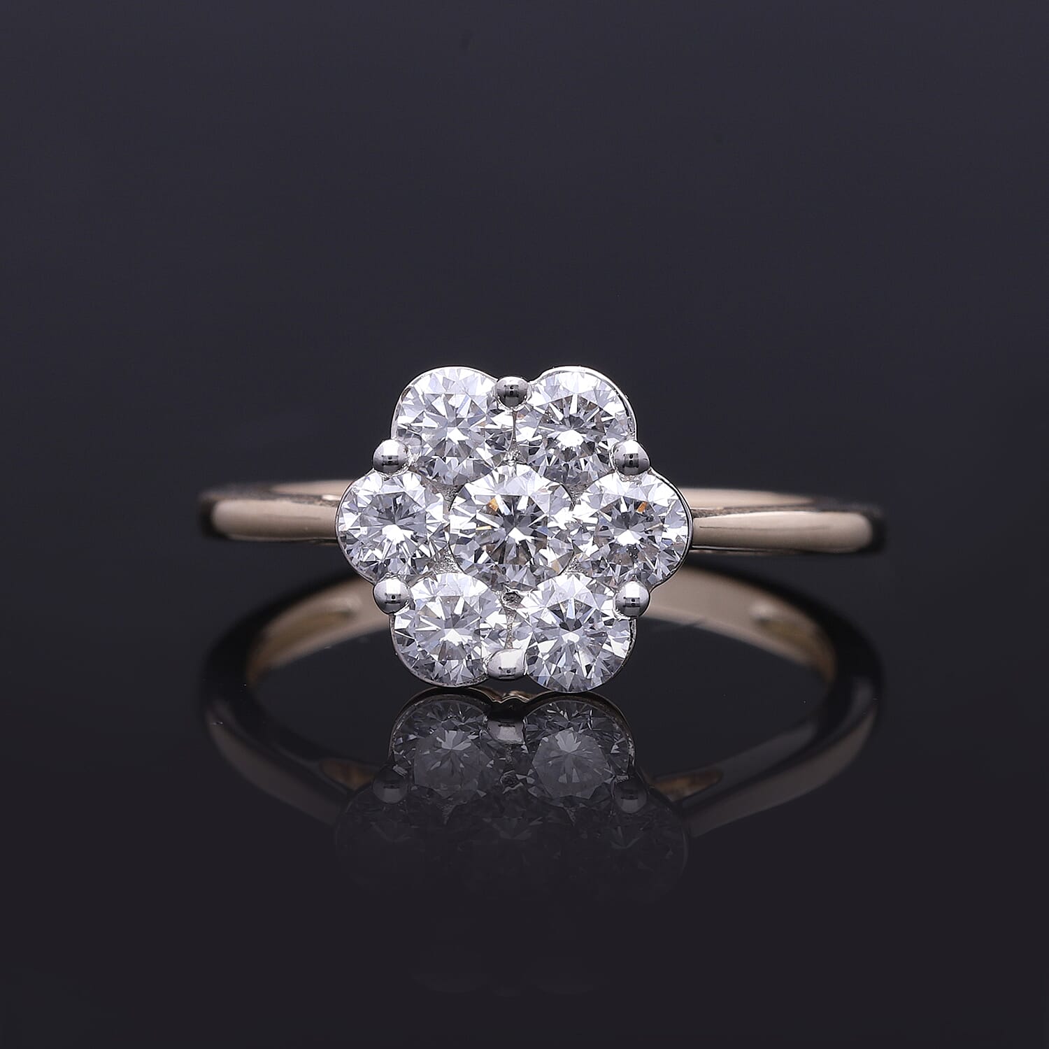 LUXURIANT 1 Ct. Lab Grown Diamond Pressure Set Cluster Ring in 9K Yellow Gold SGL Certified (VS-GH) 7936595 2