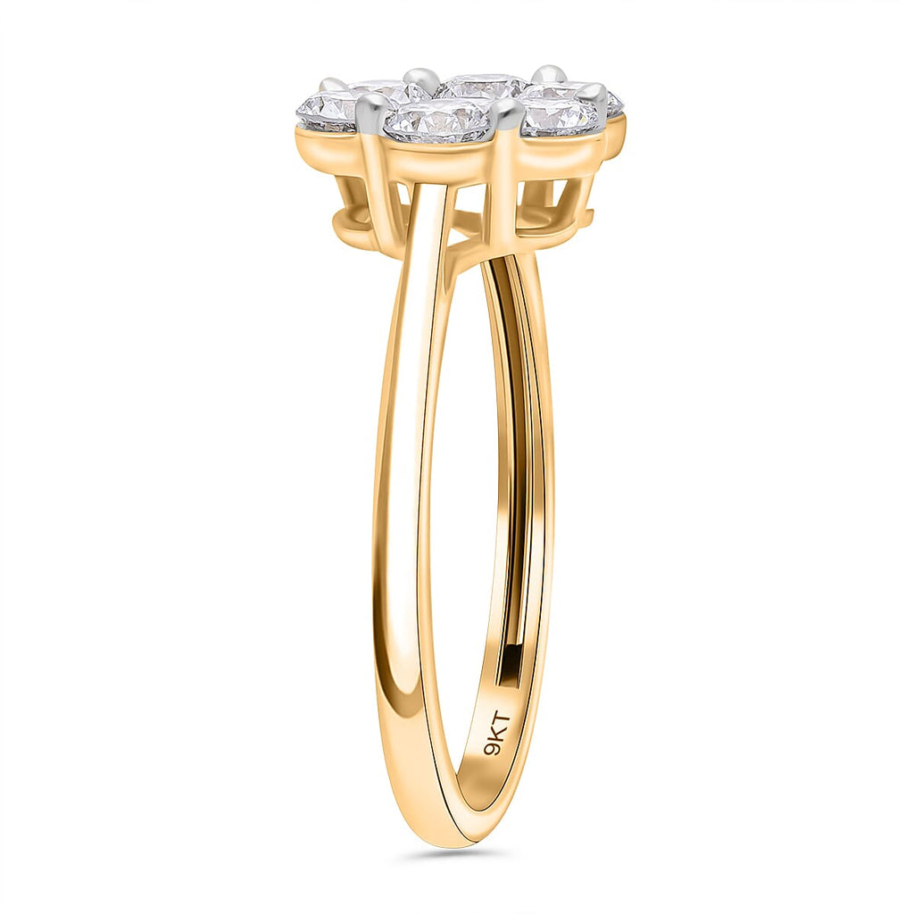 9K Yellow Gold VS Lab Grown Diamond SGL Certified GH, VS Ring 1.00 ct,