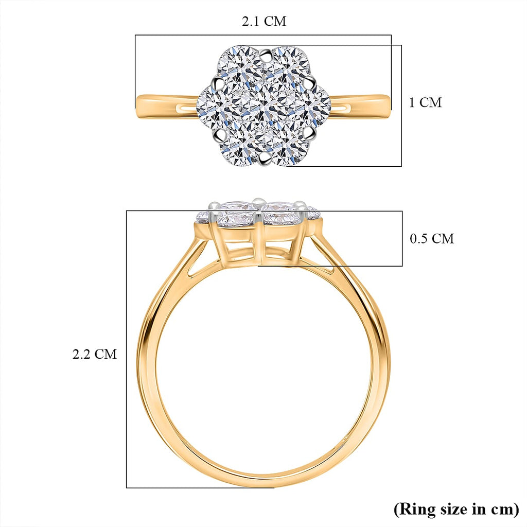 9K Yellow Gold VS Lab Grown Diamond SGL Certified GH, VS Ring 1.00 ct,