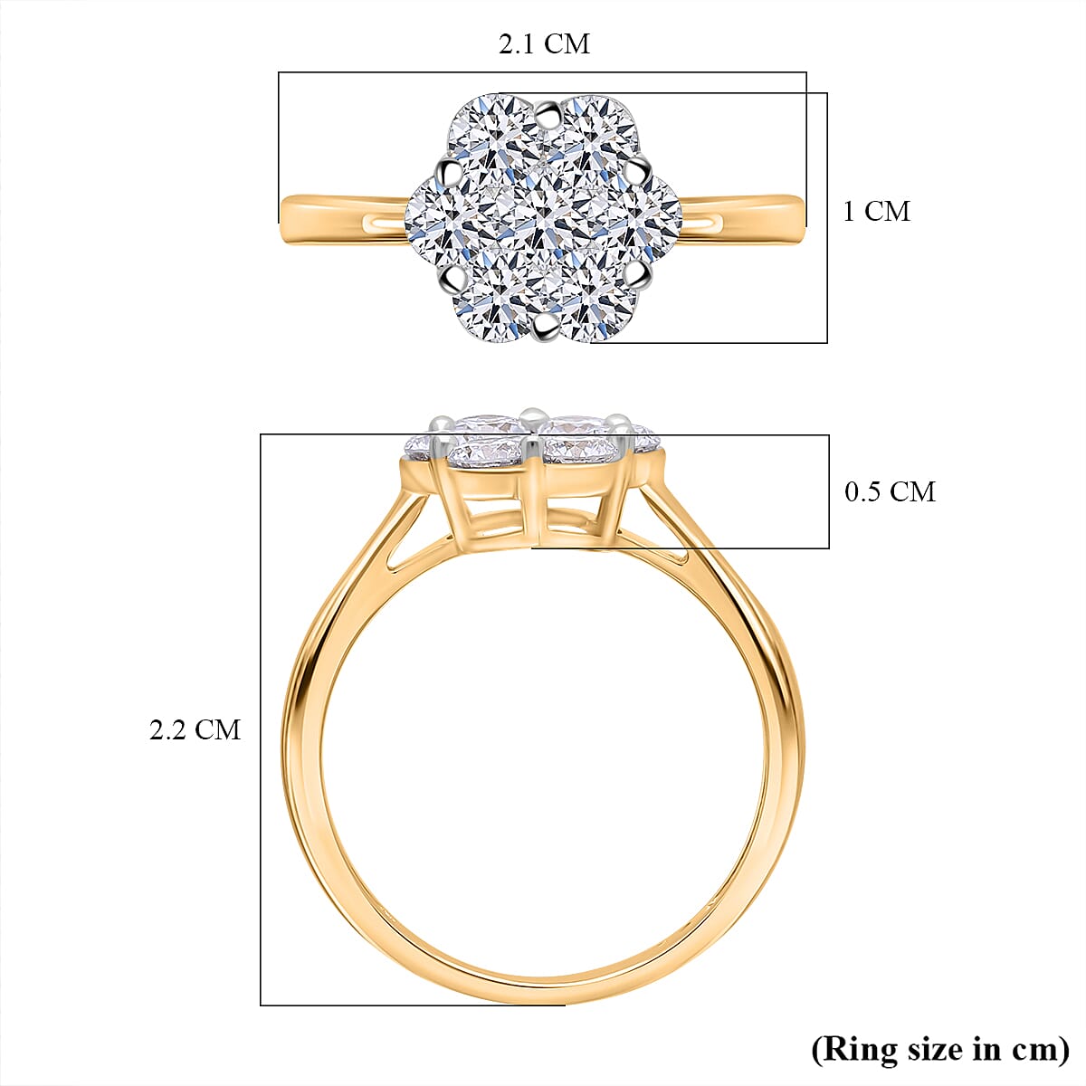 LUXURIANT 1 Ct. Lab Grown Diamond Pressure Set Cluster Ring in 9K Yellow Gold SGL Certified (VS-GH) 7936595 6