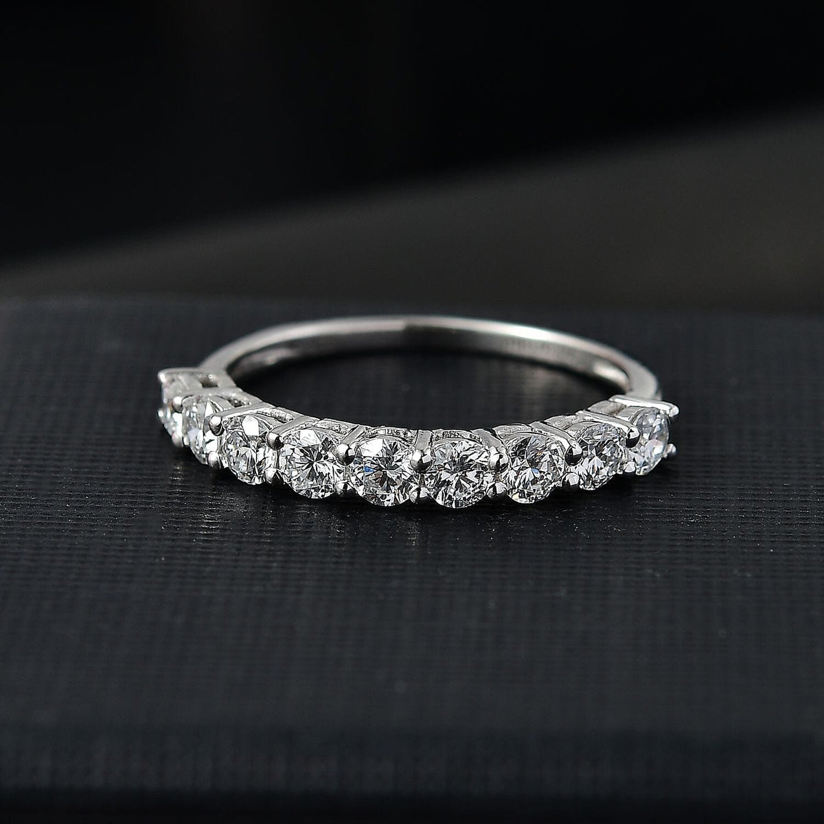 LUXURIANT 1 Ct. Lab Grown Diamond Half-Eternity Ring in Rhodium Sterling Silver 8019473 2