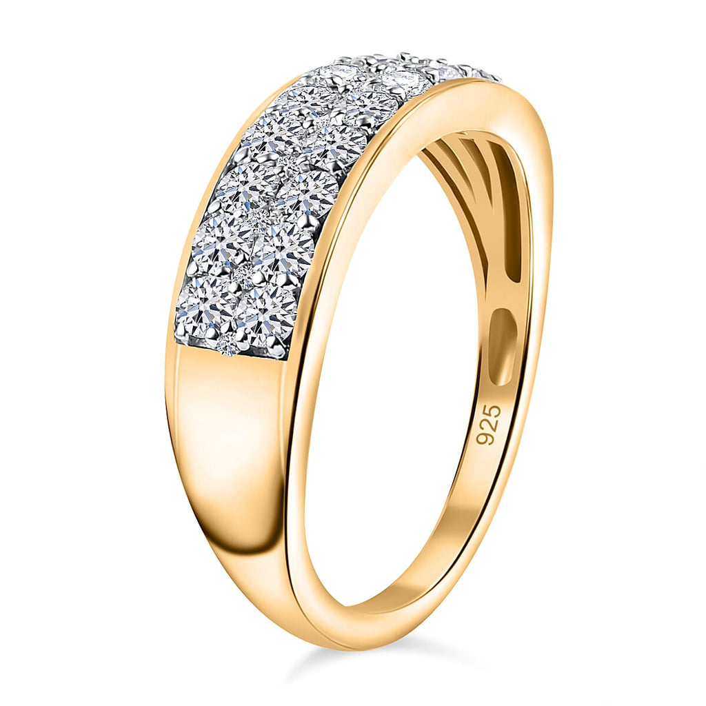 Luxuriant Diamond Lab Grown Diamond Cluster Ring in 18K Vermeil Yellow Gold Plated Sterling Silver