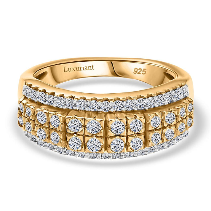 LUXURIANT 1 Ct. Lab Grown Diamond (SI-1 GH) Ring in 18K Vermeil Yellow Gold Over Sterling Silver 8021478 1