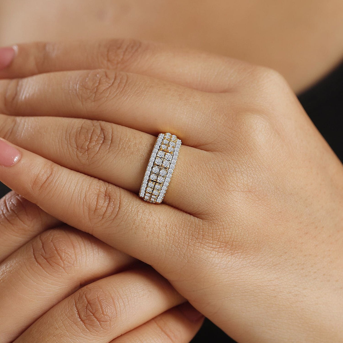 LUXURIANT 1 Ct. Lab Grown Diamond (SI-1 GH) Ring in 18K Vermeil Yellow Gold Over Sterling Silver V32697801 3