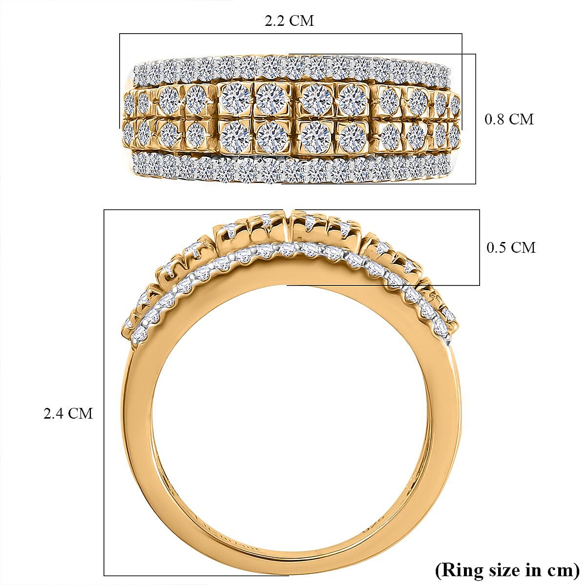 LUXURIANT 1 Ct. Lab Grown Diamond (SI-1 GH) Ring in 18K Vermeil Yellow Gold Over Sterling Silver V32697801 6