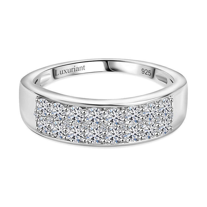 Luxuriant Diamond Lab Grown Diamond Cluster Ring in Rhodium Overlay Sterling Silver