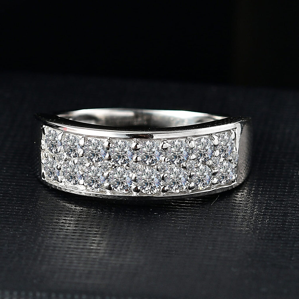 Luxuriant Diamond Lab Grown Diamond Cluster Ring in Rhodium Overlay Sterling Silver