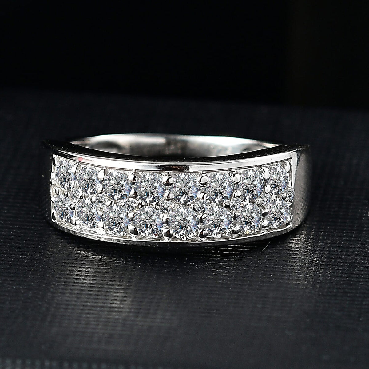 LUXURIANT Lab Grown Diamond SI G-H Cluster Ring in Rhodium Overlay Sterling Silver V32724396 2