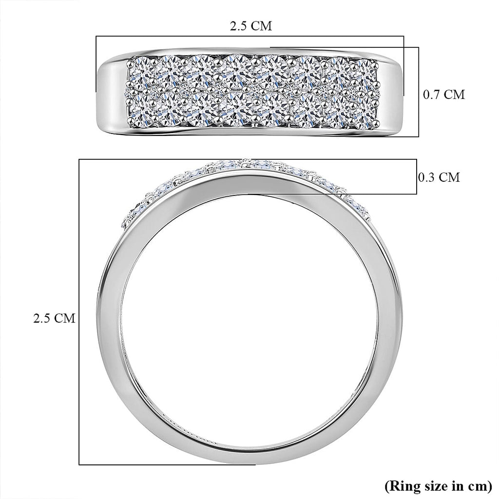 Luxuriant Diamond Lab Grown Diamond Cluster Ring in Rhodium Overlay Sterling Silver