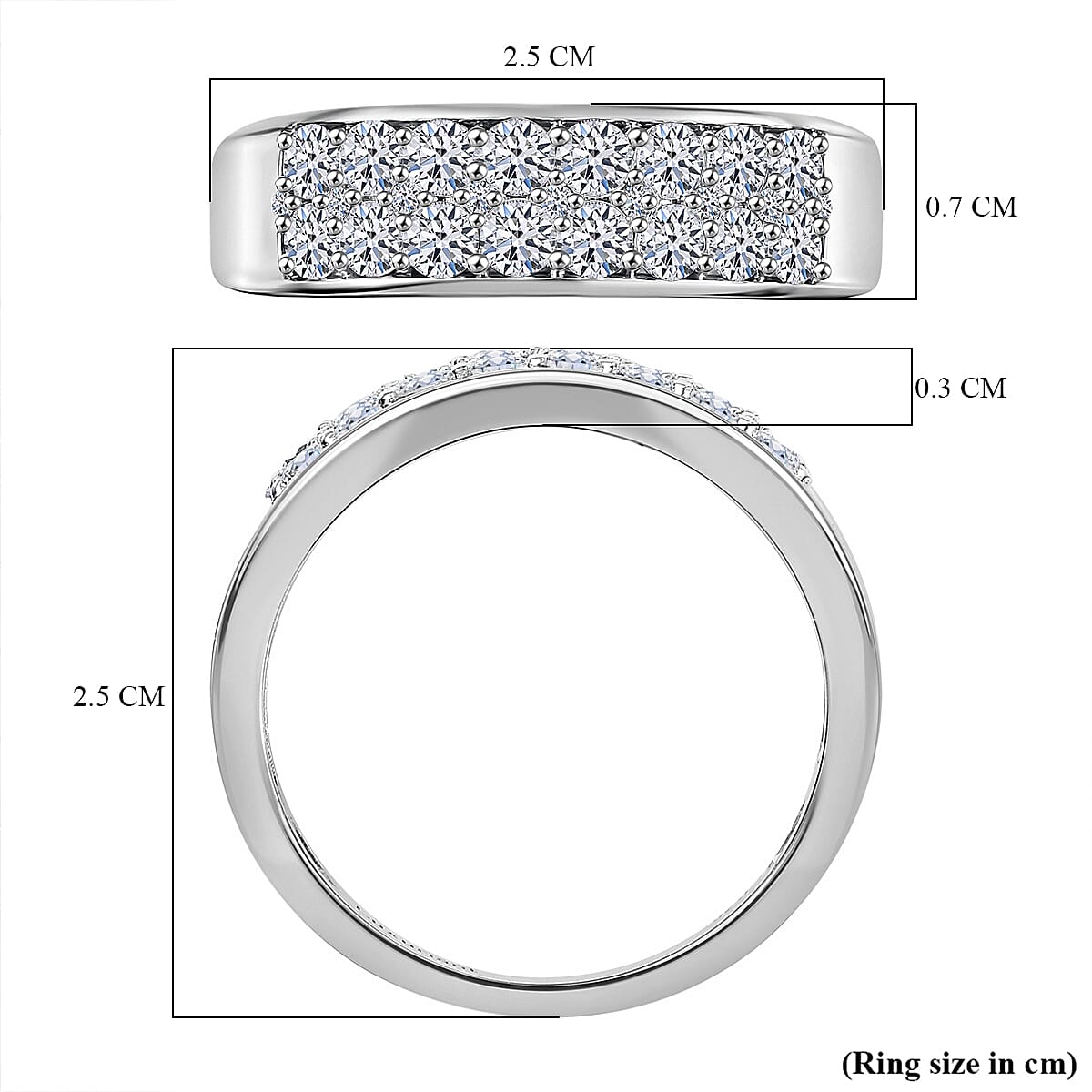 LUXURIANT Lab Grown Diamond SI G-H Cluster Ring in Rhodium Overlay Sterling Silver V32724396 6