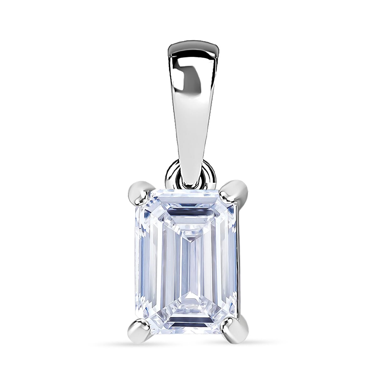 LUXURIANT 1 Ct. Lab Grown Diamond Emerald-Cut Solitaire Pendant in 14K White Gold IGI Certified (VS1/E) 7730432 0