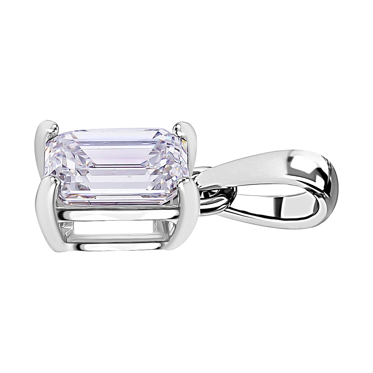 LUXURIANT 1 Ct. Lab Grown Diamond Emerald-Cut Solitaire Pendant in 14K White Gold IGI Certified (VS1/E) 7730432 4