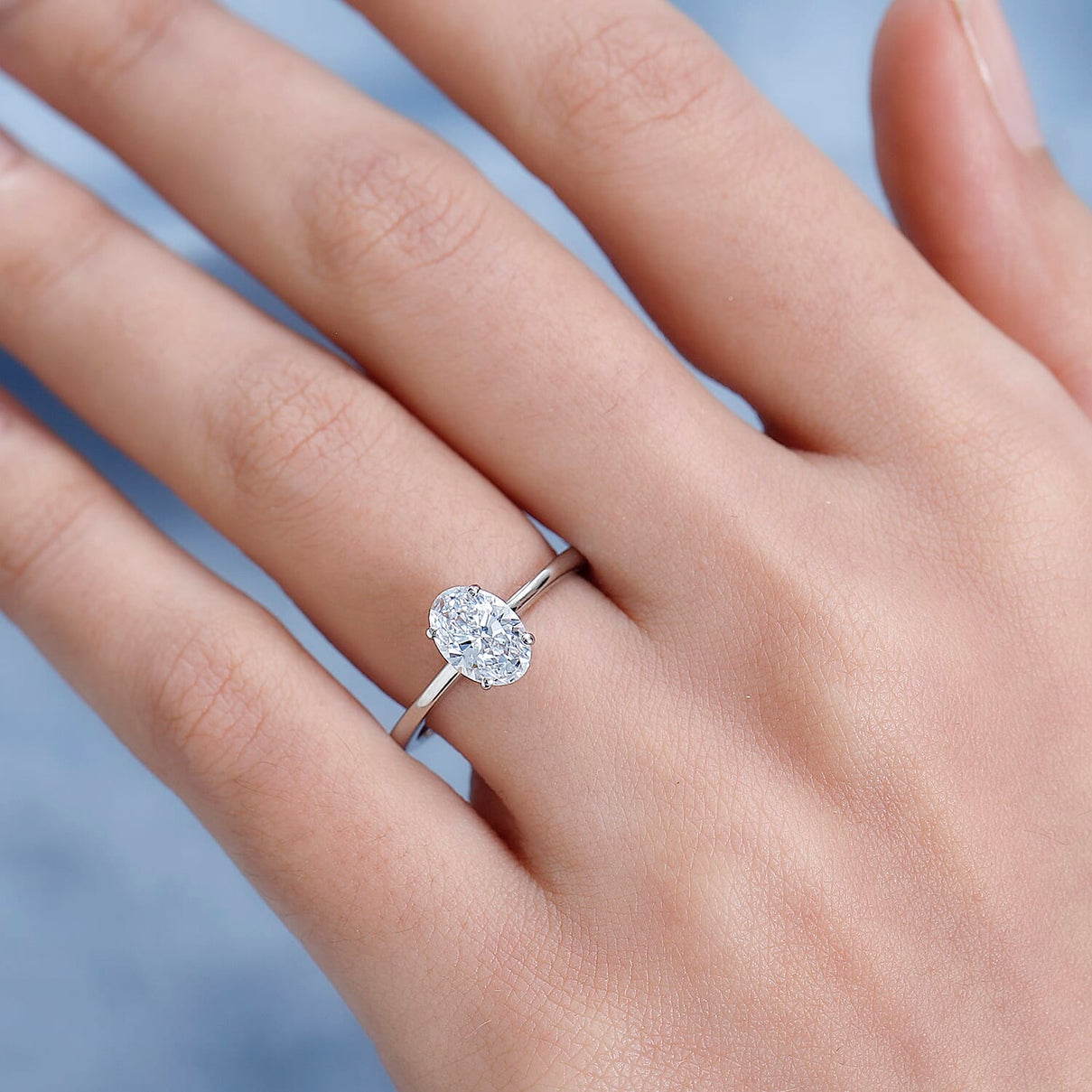 LUXURIANT 950 Platinum IGI Certified (VS/E-F) Lab Grown Diamond Oval Ring 1 Ct. 7708076 3