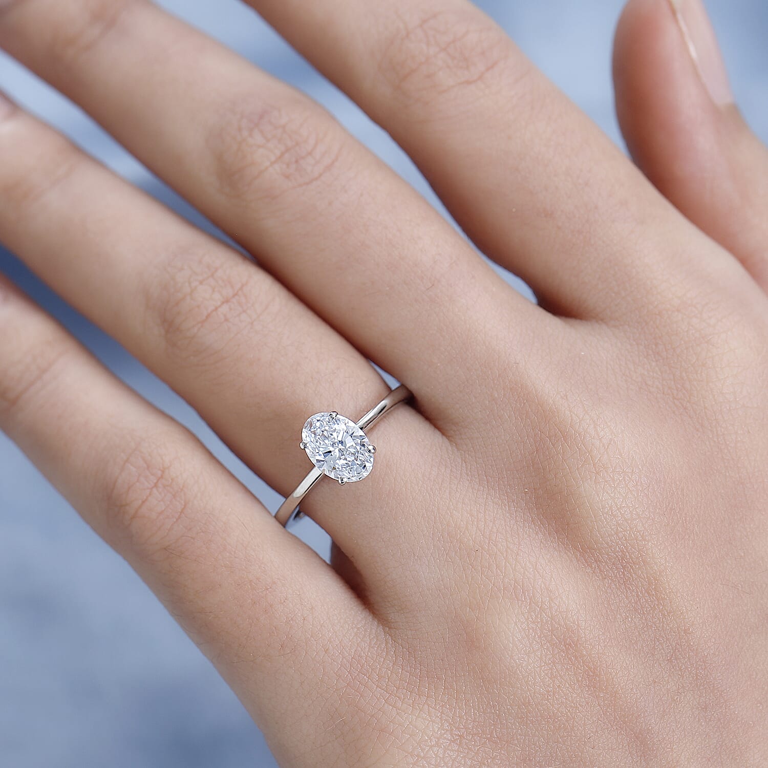 LUXURIANT 950 Platinum IGI Certified (VS/E-F) Lab Grown Diamond Oval Ring 1 Ct. 7708076 3