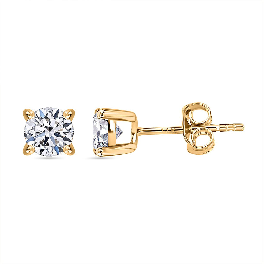 Luxuriant Diamond - 14K Yellow Gold Lab Grown Diamond (VS-GH) Stud Earrings With Push Back 1.00 Ct.