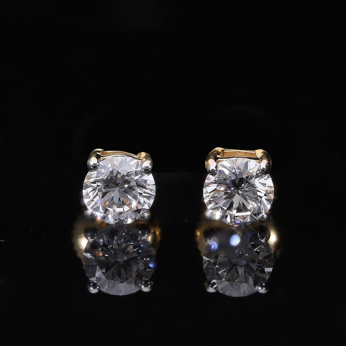 LUXURIANT 14K Yellow Gold Lab Grown Diamond (VS/GH) Stud Earrings With Push Back 1 Ct. 7810076 1