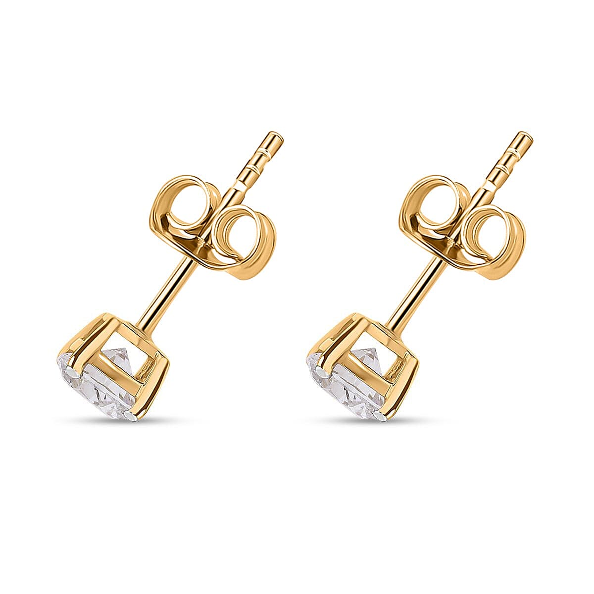 LUXURIANT 14K Yellow Gold Lab Grown Diamond (VS/GH) Stud Earrings With Push Back 1 Ct. 7810076 2