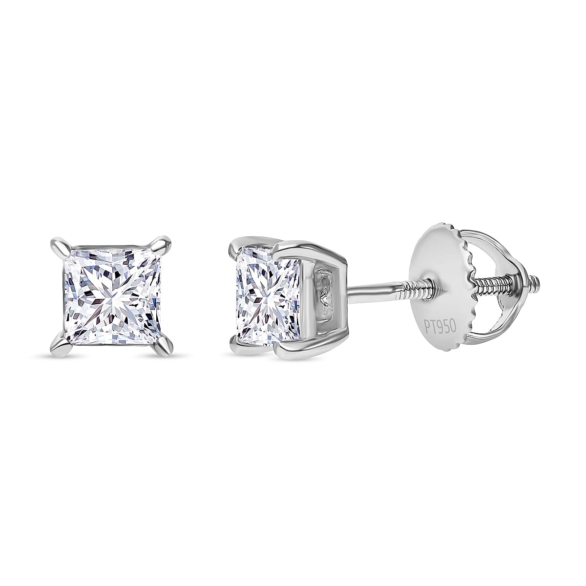 LUXURIANT 1 Ct. Lab Grown Diamond Solitaire Earrings in 950 Platinum, SGL Certified (VS/G-H) 7748403 0