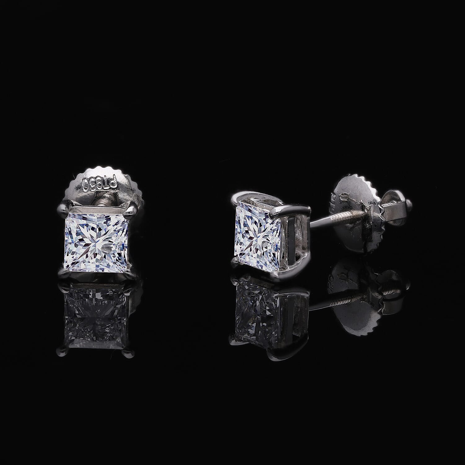 LUXURIANT 1 Ct. Lab Grown Diamond Solitaire Earrings in 950 Platinum, SGL Certified (VS/G-H) 7748403 2