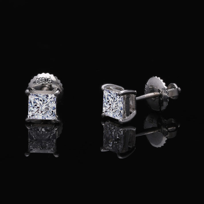 LUXURIANT 1 Ct. Lab Grown Diamond Solitaire Earrings in 950 Platinum, SGL Certified (VS/G-H) 7748403 2