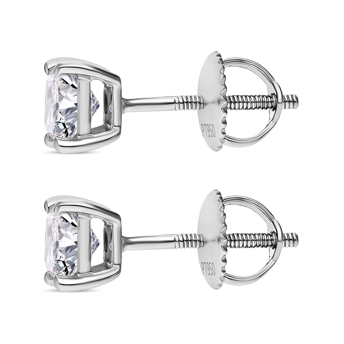 LUXURIANT 1 Ct. Lab Grown Diamond Solitaire Earrings in 950 Platinum, SGL Certified (VS/G-H) 7748403 4