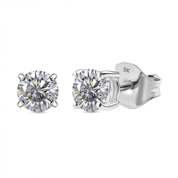 LUXURIANT 9K White Gold SGL Certified Lab Grown Diamond (VS-E/F) Solitaire Stud Push Back Earrings 1 Ct. 7939509 1