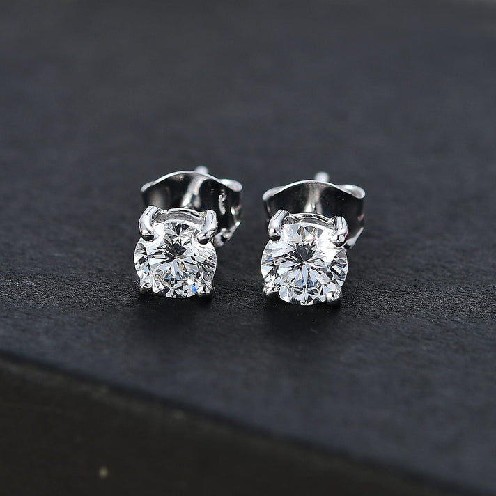 LUXURIANT 9K White Gold SGL Certified Lab Grown Diamond (VS-E/F) Solitaire Stud Push Back Earrings 1 Ct. 7939509 2