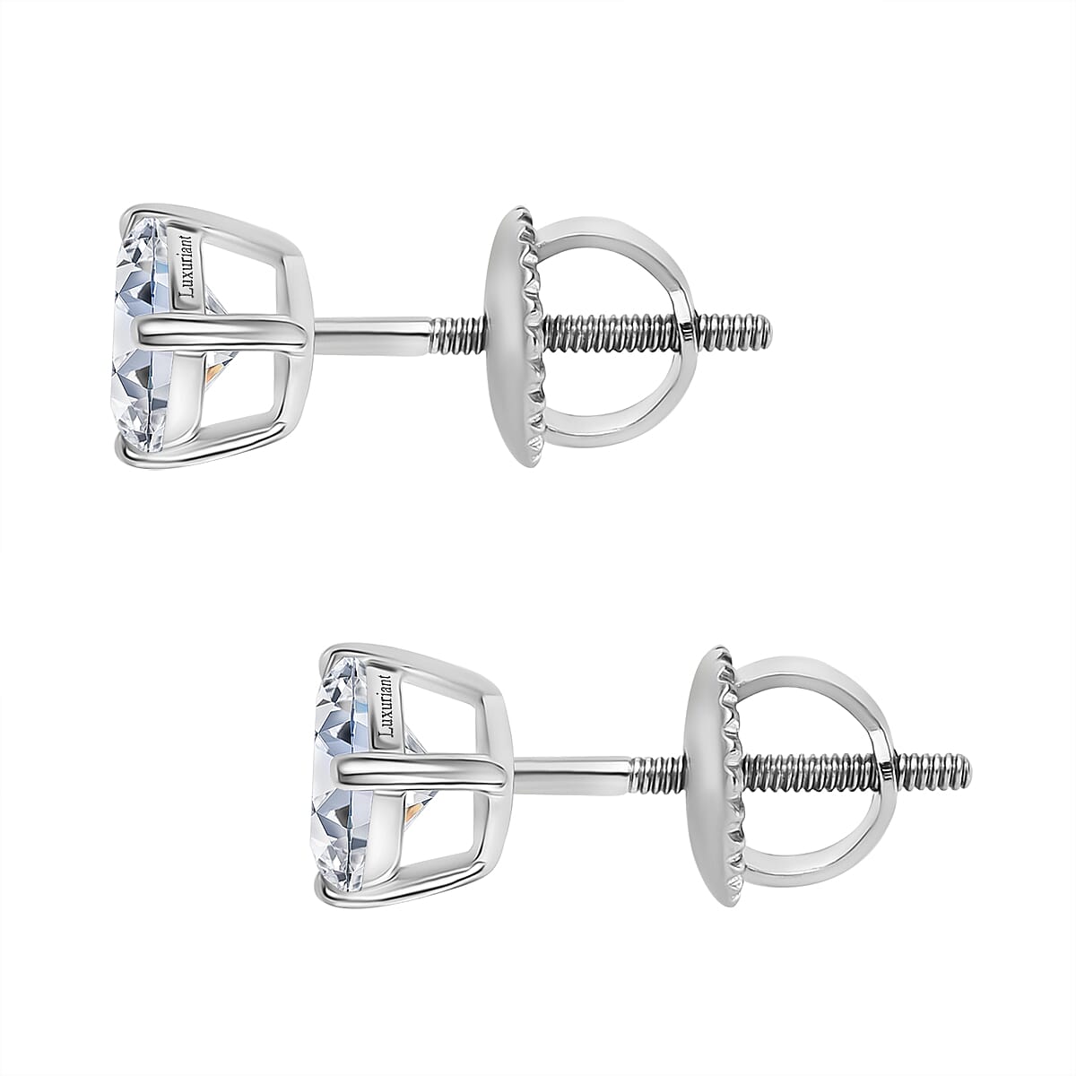 LUXURIANT 950 Platinum SGL Certified Lab Grown Diamond (VS-E/F) Solitaire Stud Earrings with Screw Back 1 Ct. 8048136 4