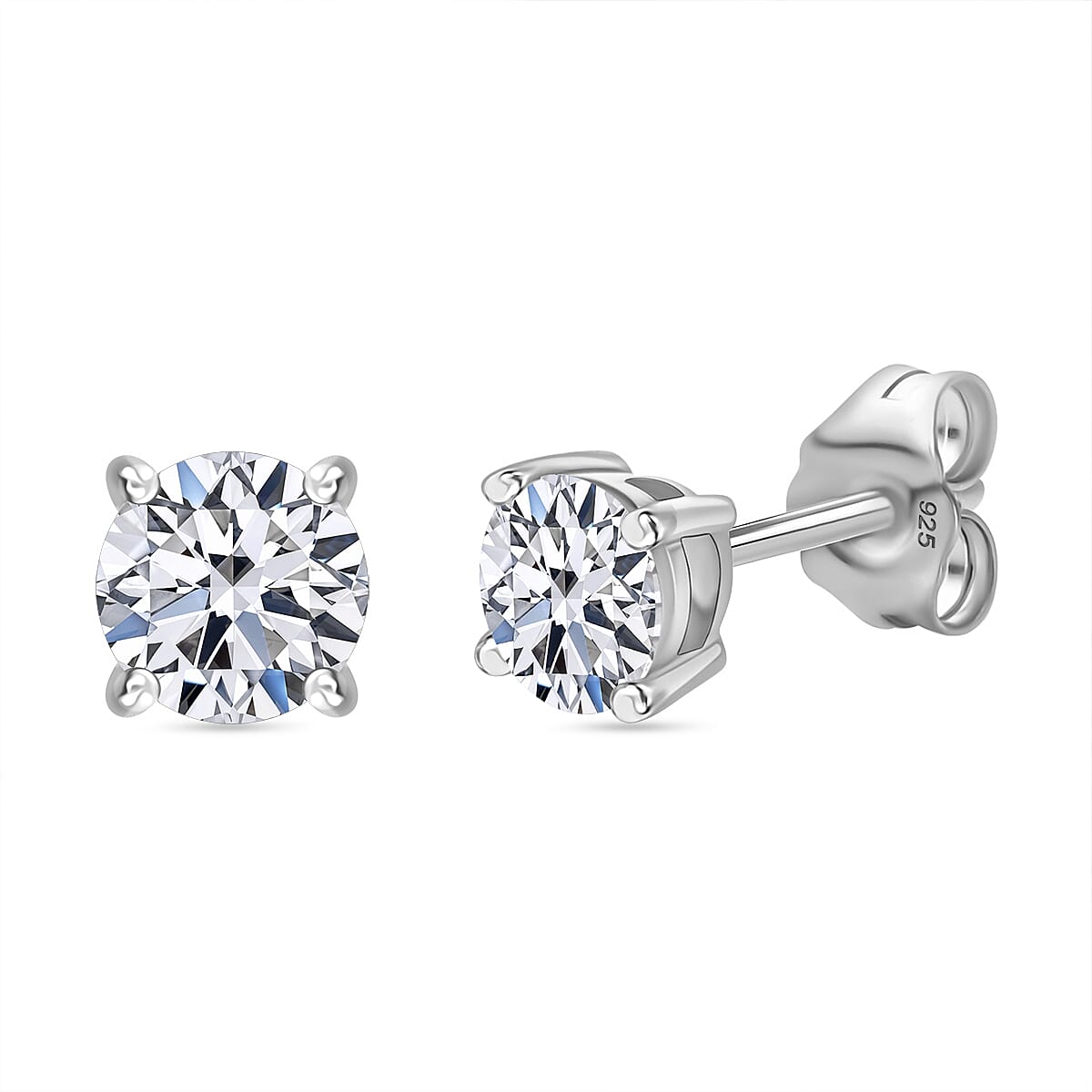 LUXURIANT Lab Grown Diamond (VS/G H) Earring with Push Back in Platinum Overlay Sterling Silver 1 Ct. 7969360 0