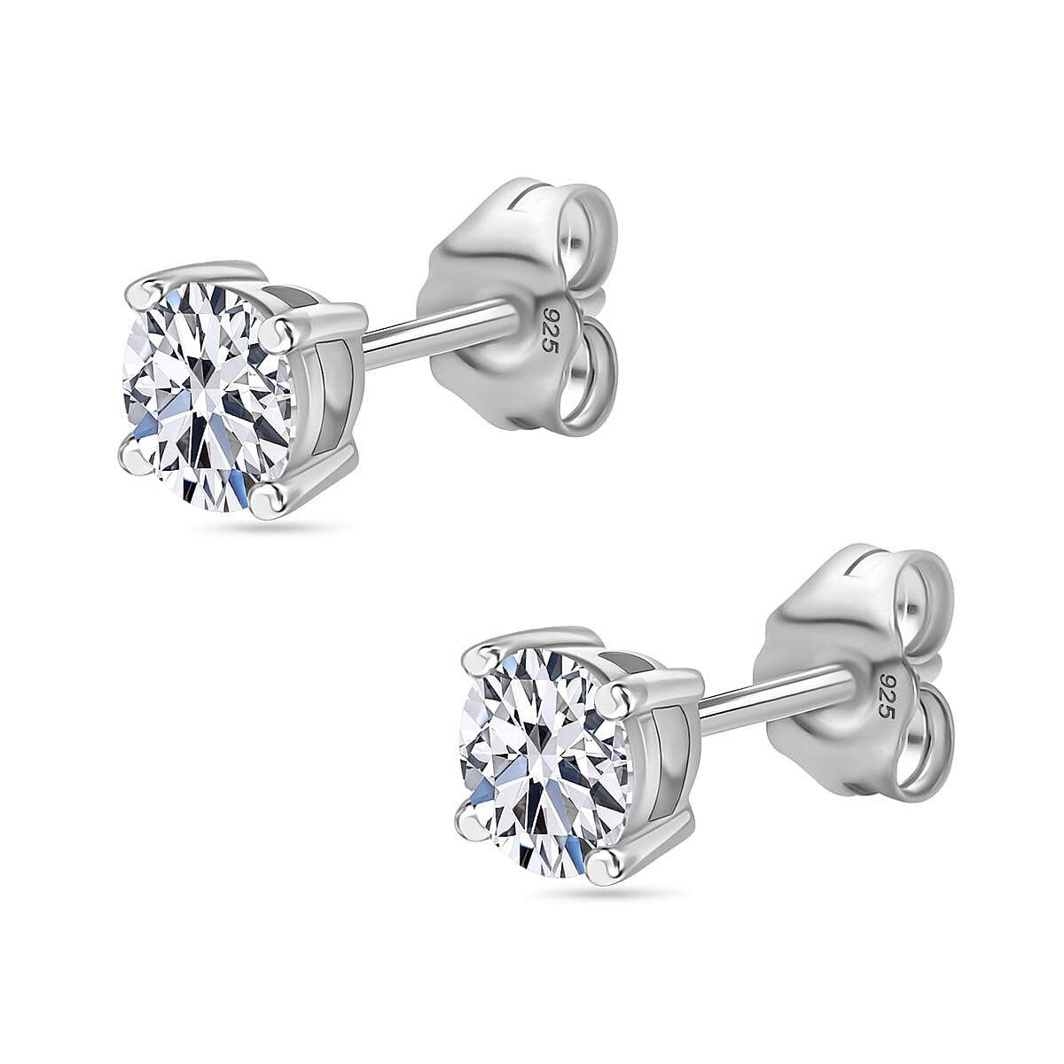 LUXURIANT Lab Grown Diamond (VS/G H) Earring with Push Back in Platinum Overlay Sterling Silver 1 Ct. 7969360 3