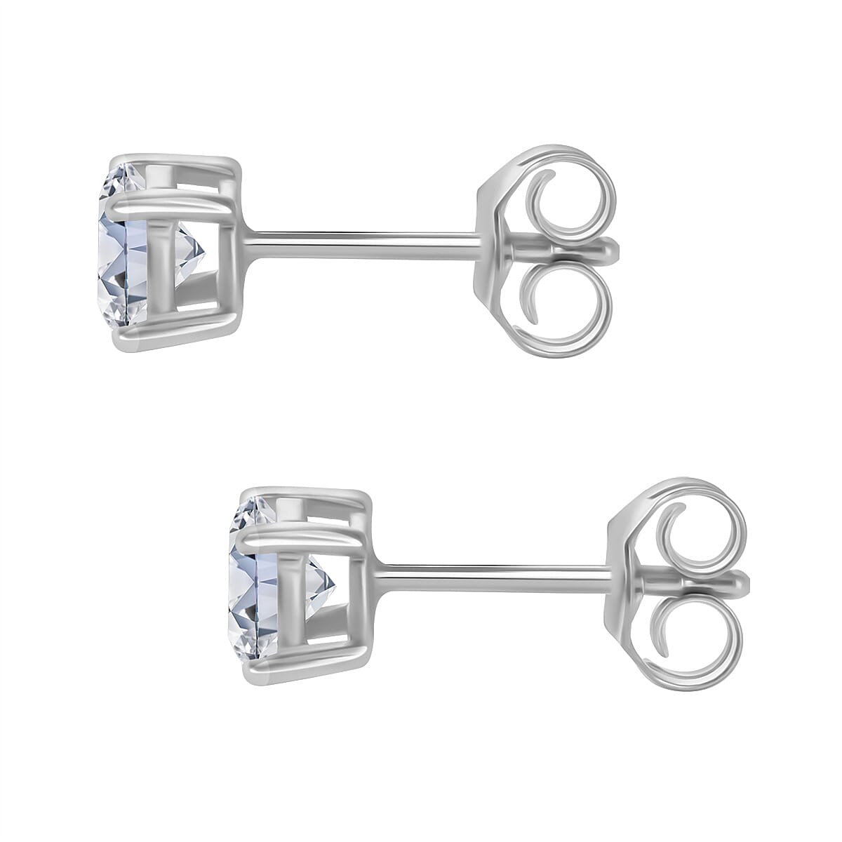 LUXURIANT Lab Grown Diamond (VS/G H) Earring with Push Back in Platinum Overlay Sterling Silver 1 Ct. 7969360 4
