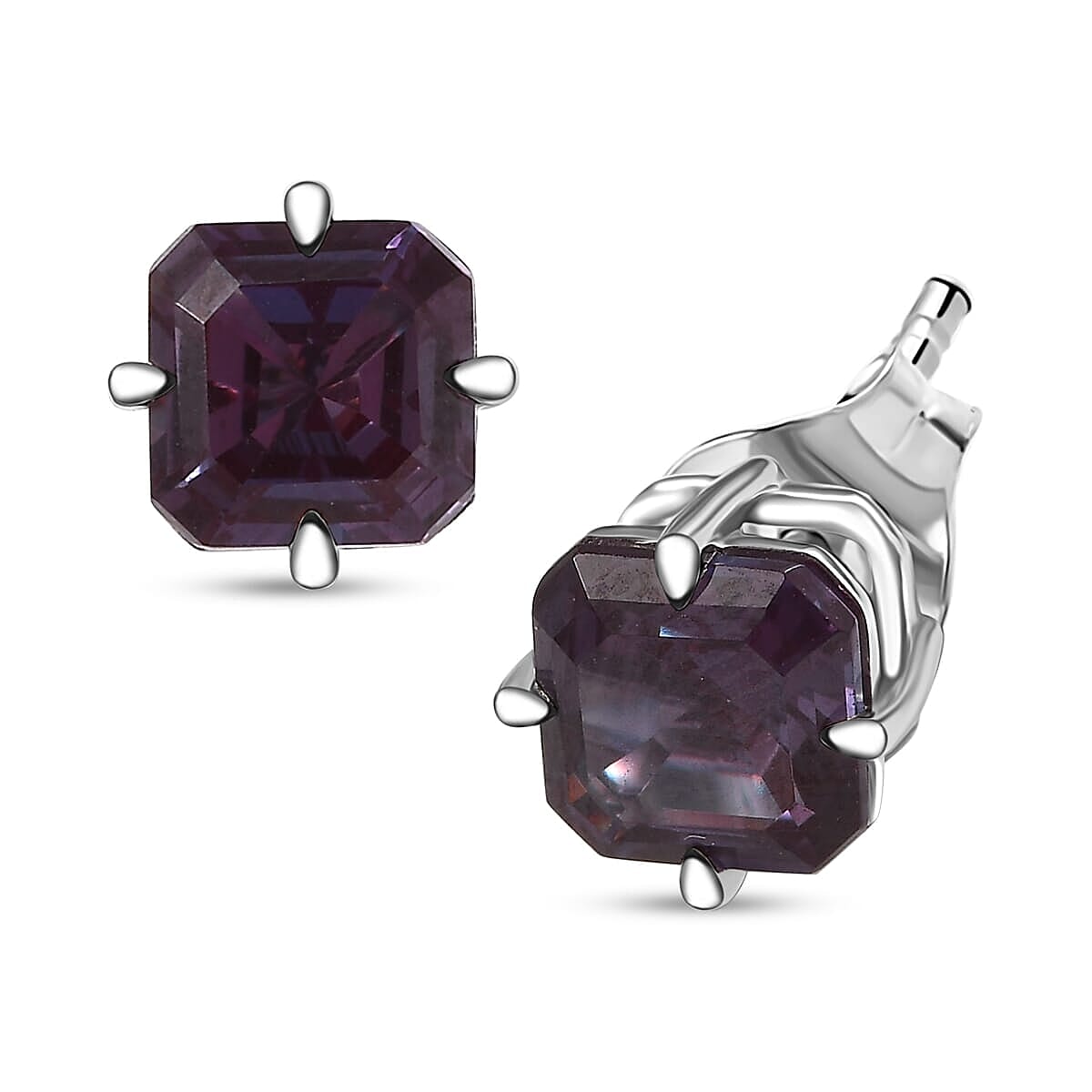 LUXURIANT 10K White Gold AAA Lab Grown Alexandrite Solitaire Stud Earring 2.44 Ct. 8111907 0