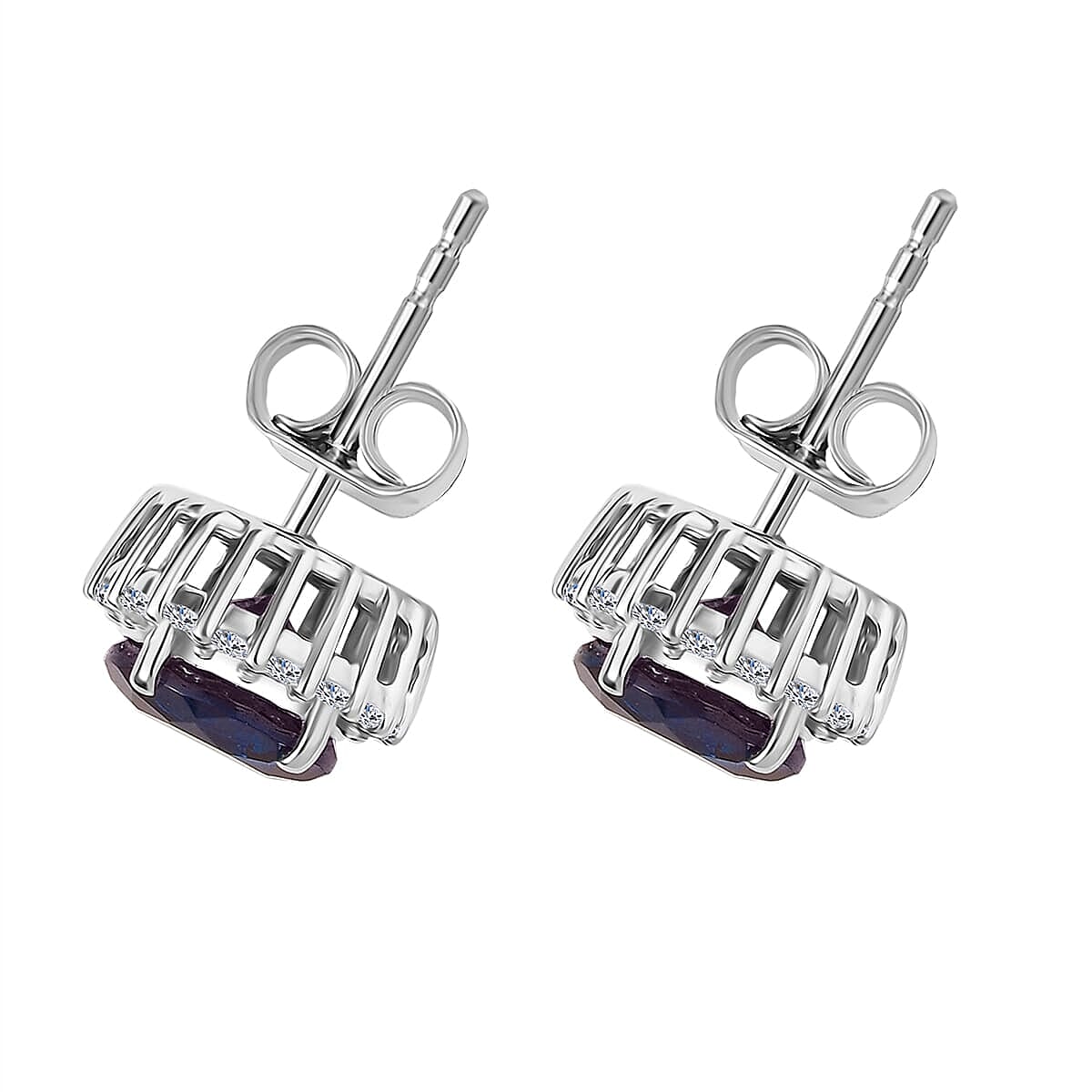 Certified &amp; Appraised LUXURIANT AAA Lab Grown Alexandrite, Lab Grown Diamond Halo Earring in 10K White Gold, 3.79 Ct. 8112099 4