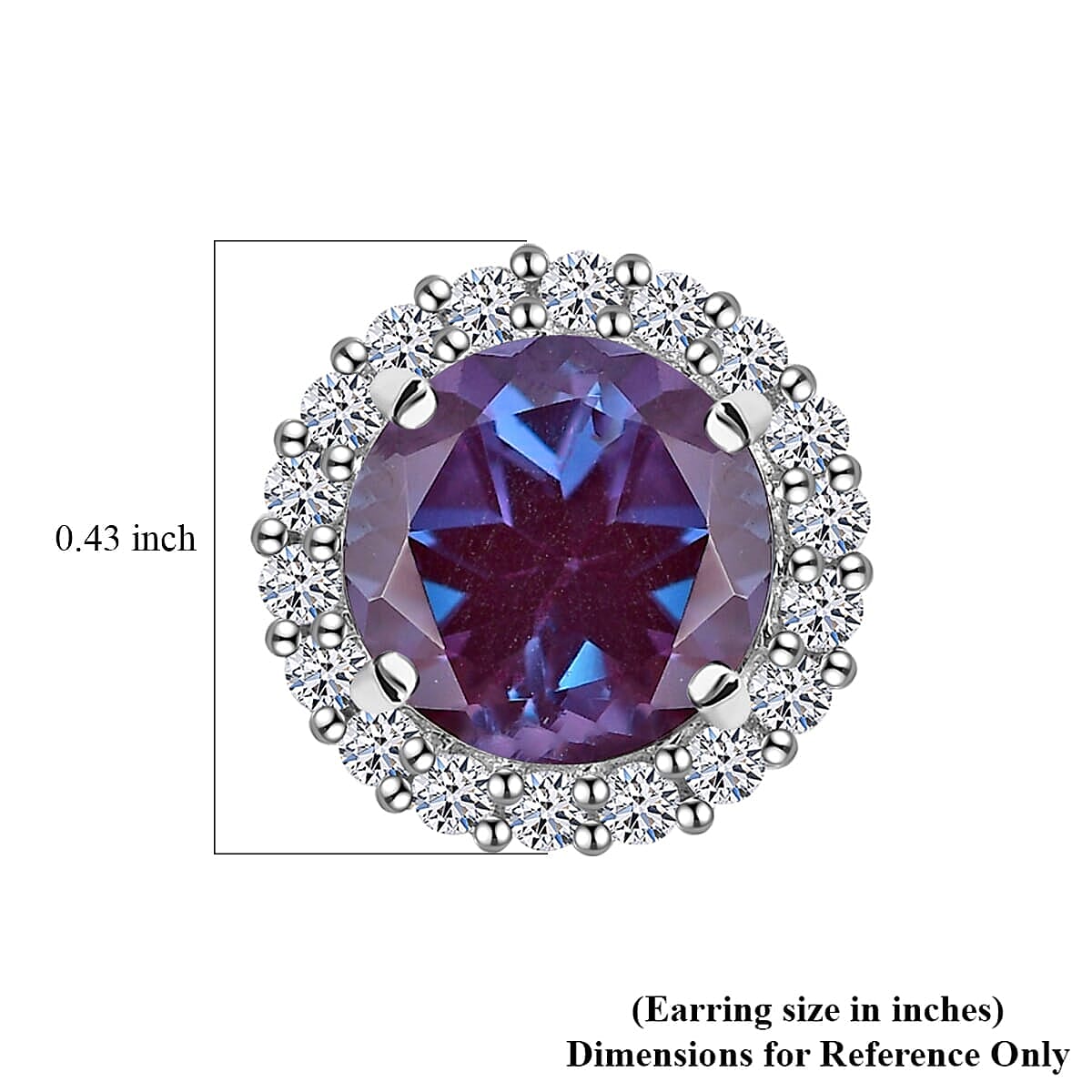 Certified &amp; Appraised LUXURIANT AAA Lab Grown Alexandrite, Lab Grown Diamond Halo Earring in 10K White Gold, 3.79 Ct. 8112099 5