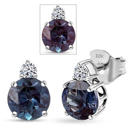 Certified &amp; Appraised LUXURIANT AAA Lab Grown Alexandrite, Lab Grown Diamond Earring in 10K White Gold 2.68 Ct. 8114725 1
