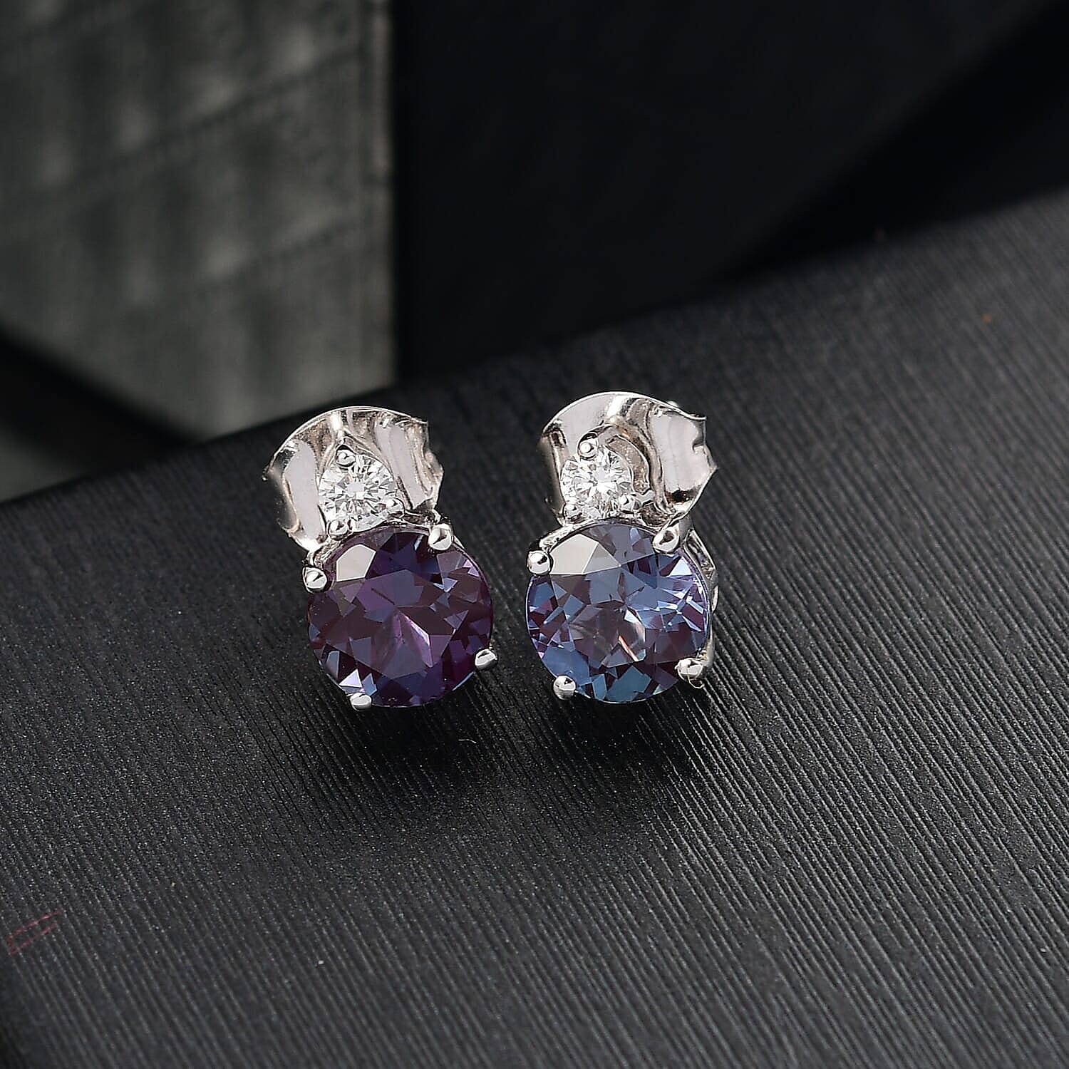 Certified &amp; Appraised LUXURIANT AAA Lab Grown Alexandrite, Lab Grown Diamond Earring in 10K White Gold 2.68 Ct. 8114725 2