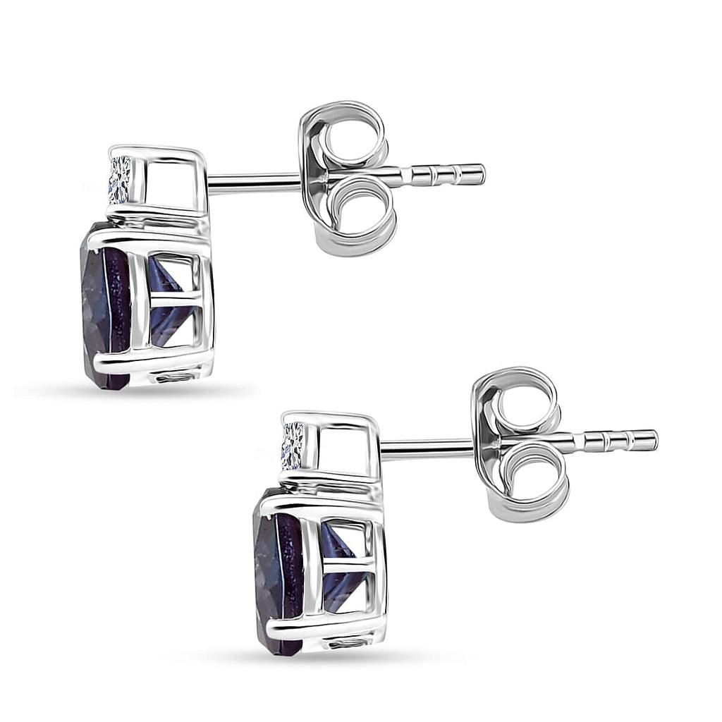 Luxuriant Diamond 10K White Gold AAA Lab Grown Alexandrite, Lab Grown Diamond GH, SI Fancy Earring, Gold Wt.1.25 Gms  2.680  Ct.