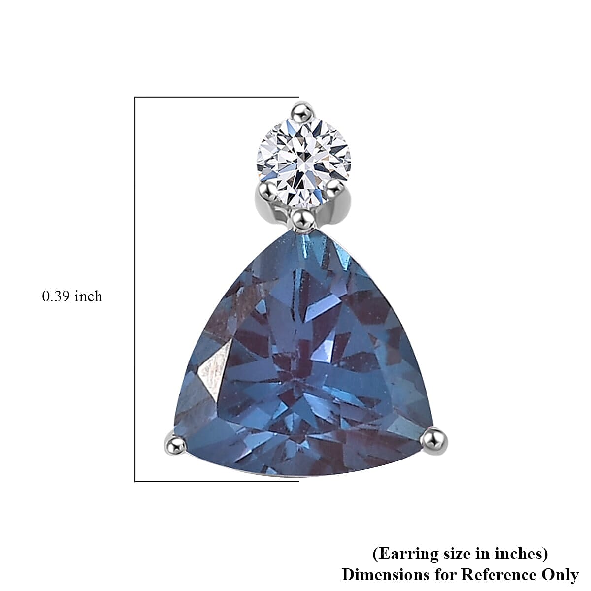 Certified &amp; Appraised LUXURIANT AAA Lab Grown Alexandrite, Lab Grown Diamond Solitaire Stud Push Post Earring in 10K White Gold 2.93 Ct. 8114726 5