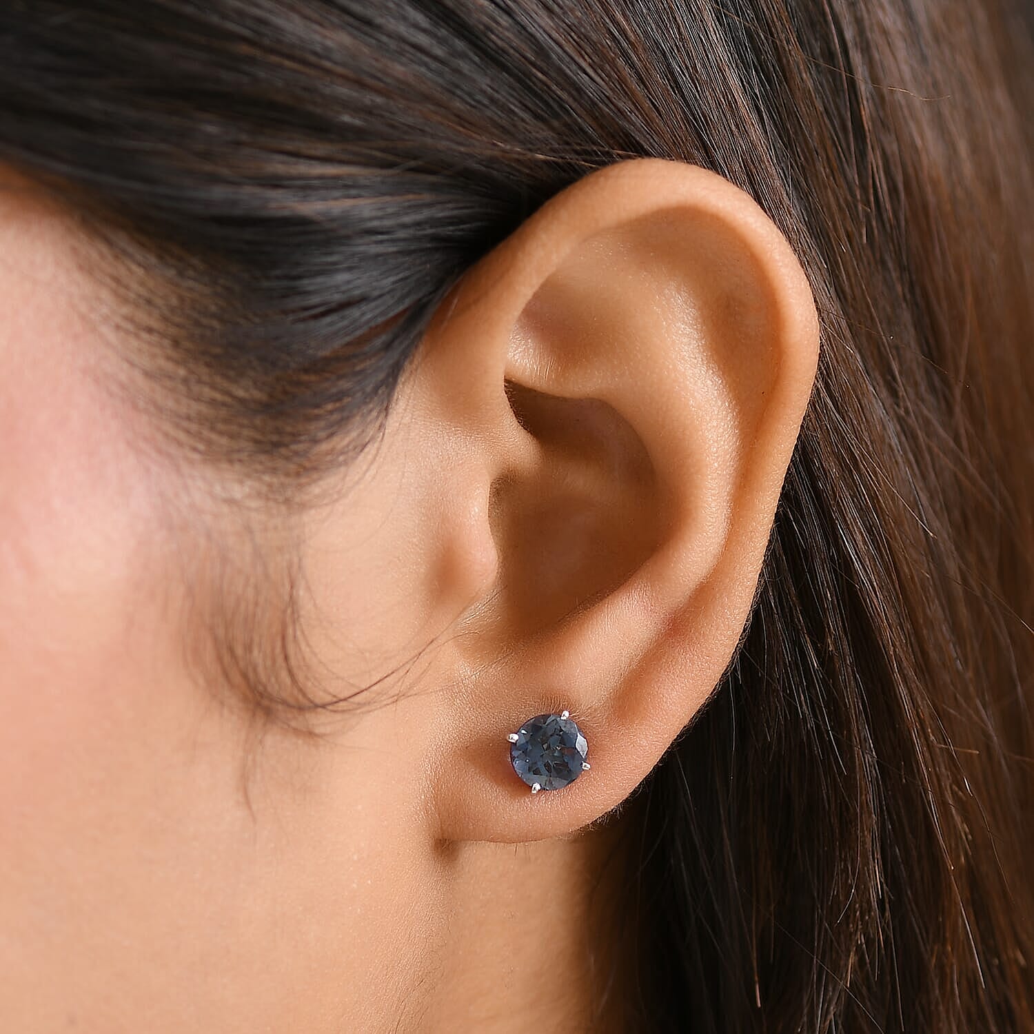 Certified &amp; Appraised LUXURIANT AAA Lab Grown Alexandrite Solitaire Stud Push Post Earring in 10K White Gold, 2.48 Ct. 8111686 3