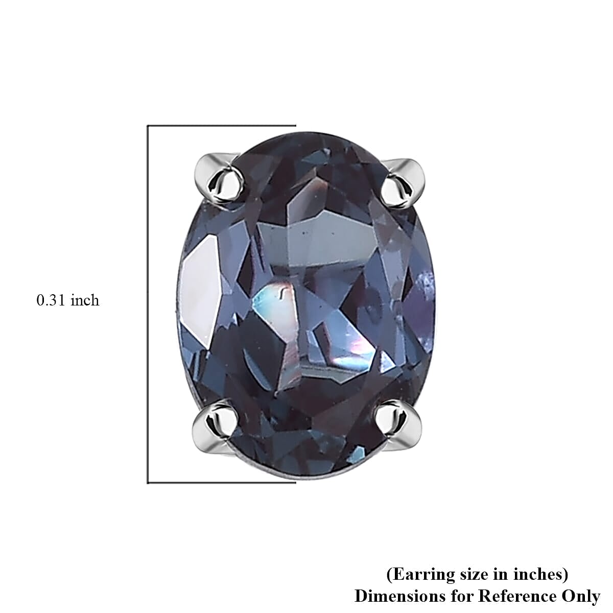 Certified &amp; Appraised LUXURIANT AAA Lab Grown Alexandrite Solitaire Stud Push Post Earring in 10K White Gold, 2.56 Ct. 8112264 4