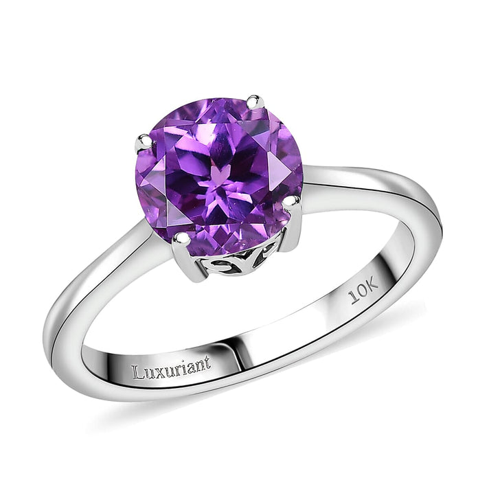 Certified &amp; Appraised LUXURIANT 2.78 Ct. AAA Lab Grown Purple Sapphire Solitaire Ring in 10K White Gold 8112418 1