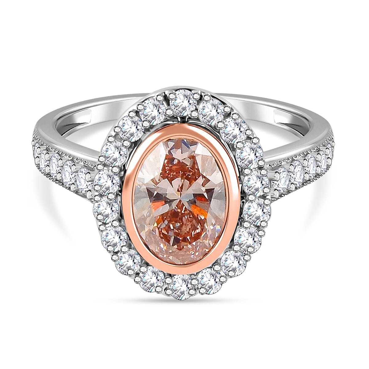 Luxuriant Diamond - 14K White &amp; Rose Gold (VS-SI) Pink Diamond &amp; (SI-I1-GH) Lab Grown Diamond Ring 2.77 Ct. 7998734 0
