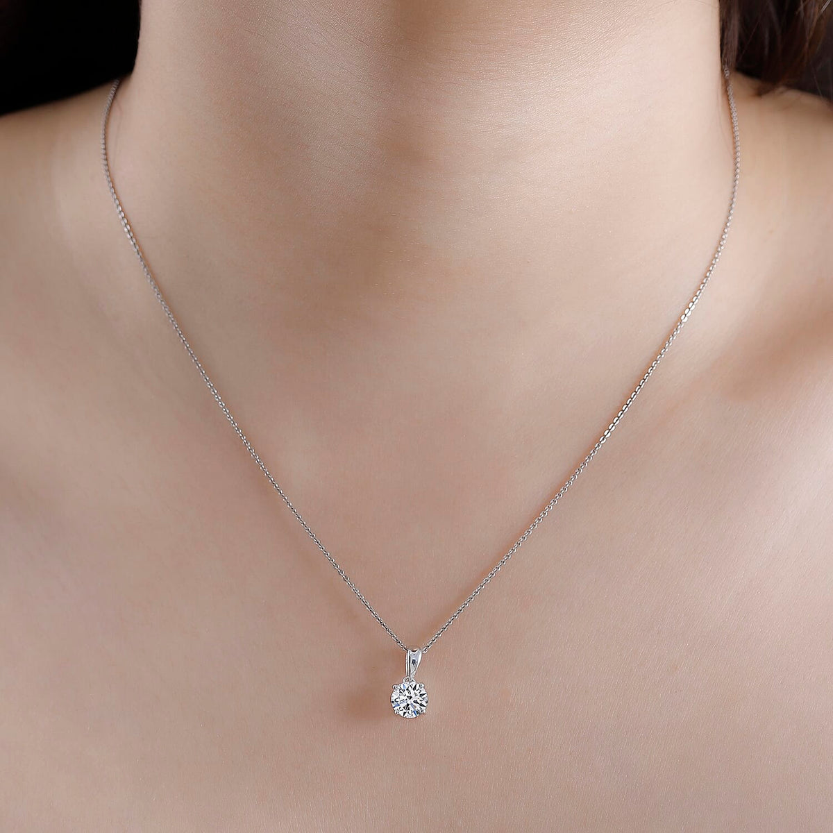 LUXURIANT 1 Ct. Lab Grown Diamond Solitaire Pendant in 18K White Gold, SGL Certified 7956198 2