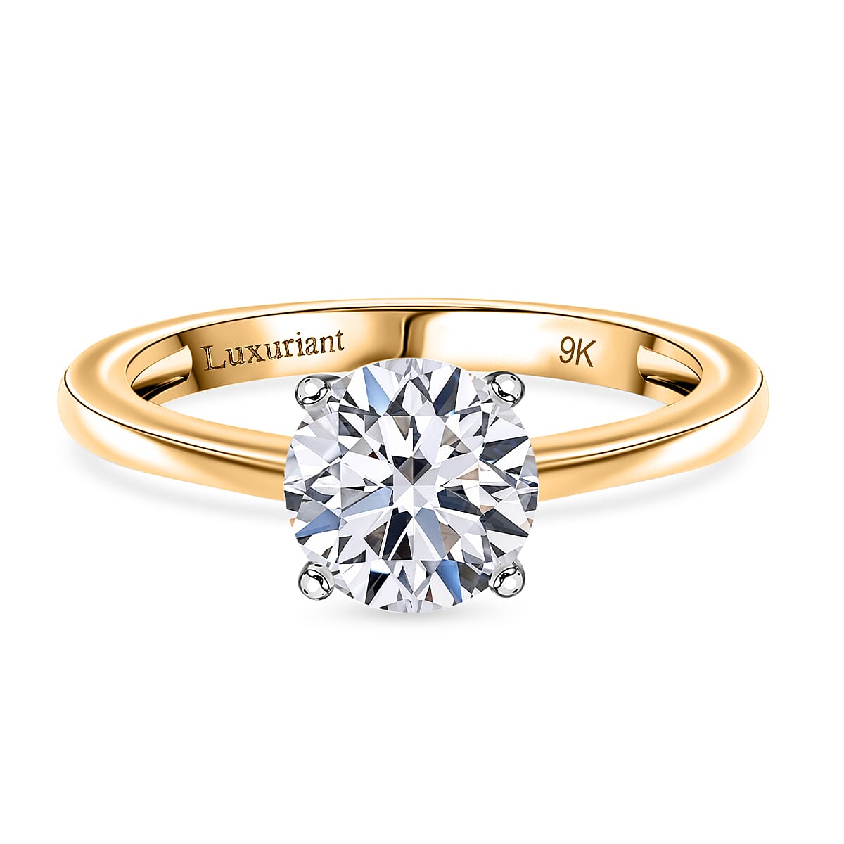 LUXURIANT 2 Ct. Lab Grown Diamond Solitaire Ring in 9K Yellow Gold SGL Certified 7934504 0