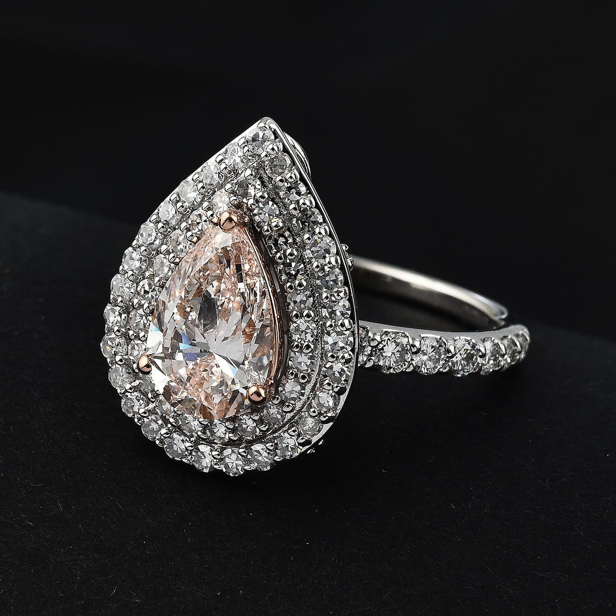 Luxuriant Diamond - 2.5 ct. Pink Lab-Grown Diamond, White Lab-Grown Diamond Halo Ring in 14K White Gold 7998692 1