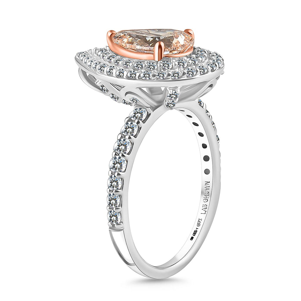 Luxuriant Pink & VS-S-I Lab Grown Diamond Ring in 14K White & Rose Gold 2.50 Ct