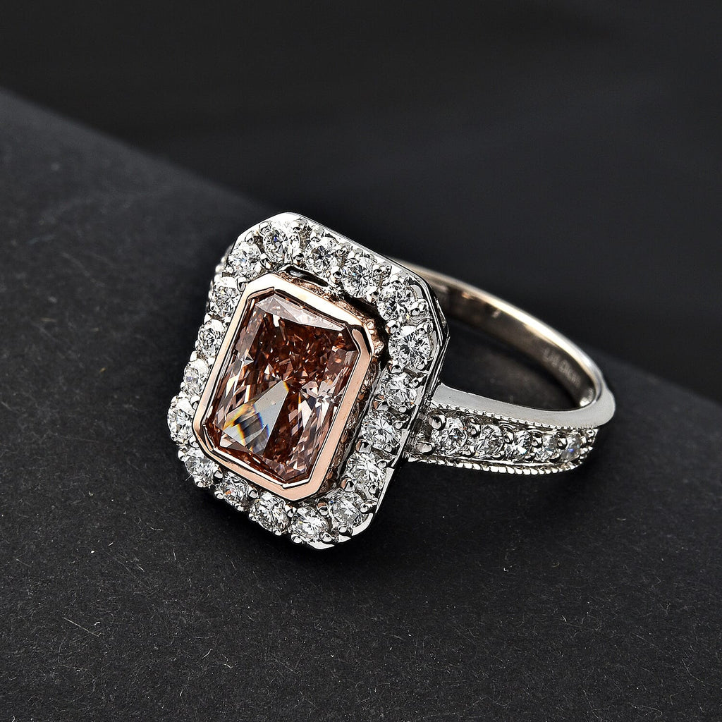 Luxuriant Pink & VS-S-I Lab Grown Diamond Ring in 14K White & Rose Gold 2.74 Ct.