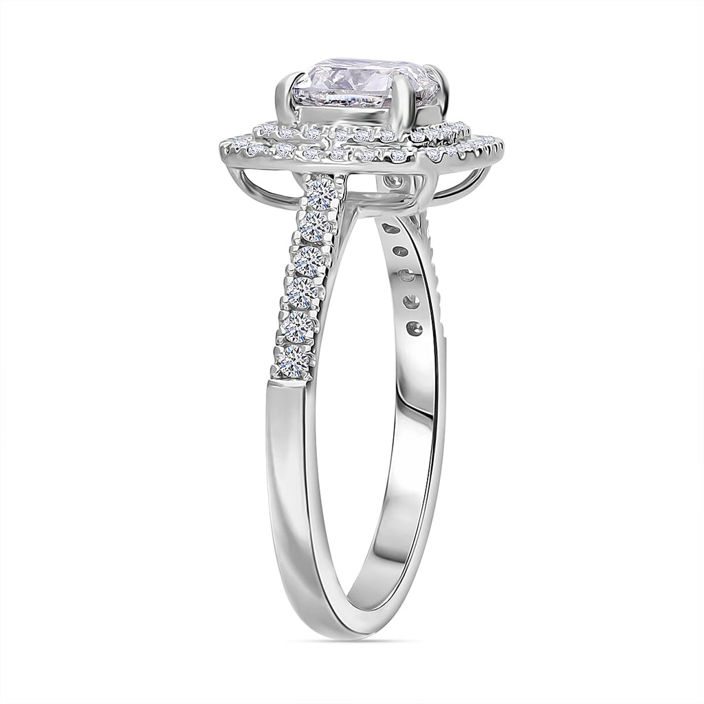 Luxuriant Diamond 950 Platinum IGI Certified VS-GH Lab Grown Cushion Cut (1.5 Ct) Diamond Ring 2.00 Ct