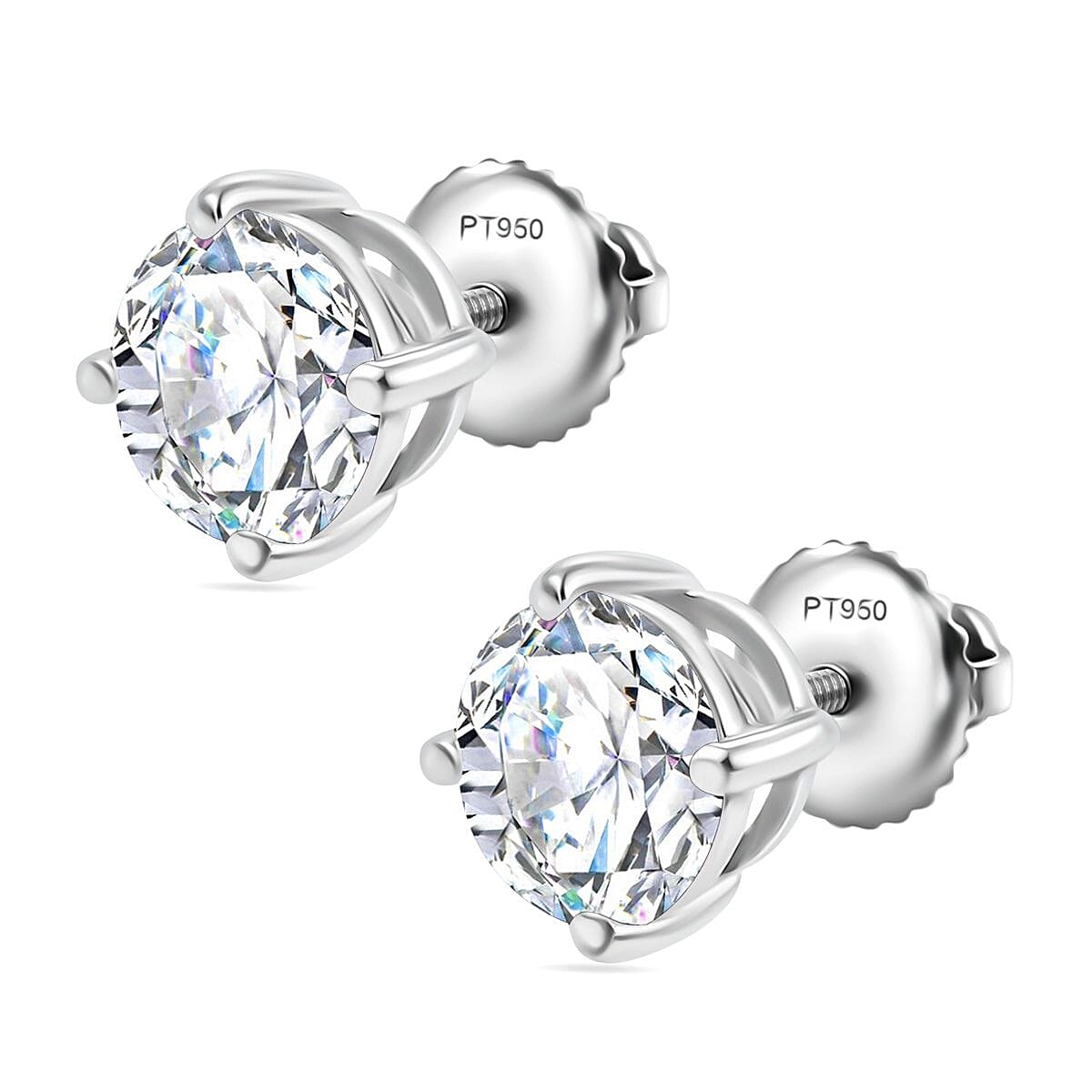 LUXURIANT 950 Platinum SGL Certified Lab Grown Diamond (VS/G-H) Solitaire Stud With Screw Back Earring 2 Ct. 7955579 4