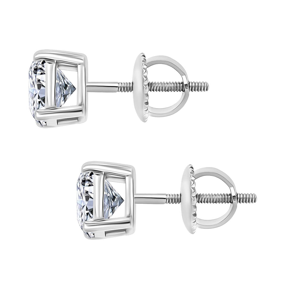 LUXURIANT 950 Platinum SGL Certified Lab Grown Diamond (VS/G-H) Solitaire Stud With Screw Back Earring 2 Ct. 7955579 5